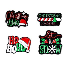 4 Pcs Christmas Enamel Pins Cartoon Christmas Tree Hat Brooches Lapel Badges Accessories Backpack Decorations Gift for Friends