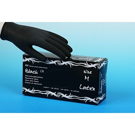 Latex Examination Gloves Black Tattoo Set of 100