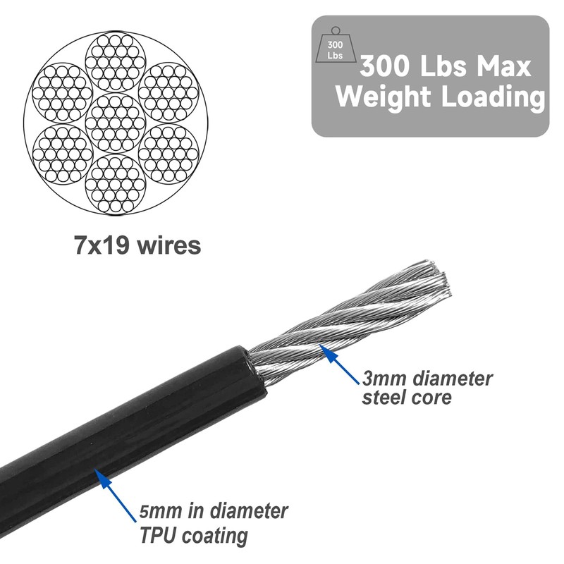 Gym Machine Used Cable Replacement - Adjustable 200cm Solid Steel