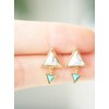 White Simulated Howlite and Simulated Turquoise Double Triangle Minimal Dangle