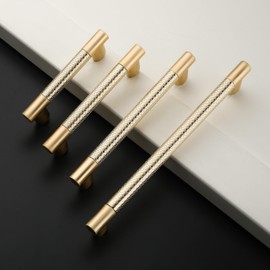 Coinkoly 10 Pack 3-3/4 Inch(96mm) Gold Hole Center Kitchen Cabinet Handles Cabinet Pulls Brush Brass Knurled Kitchen Drawer Pulls Finish 4-3/4" Hardware Dresser Handles Bathroom Cabinets Handles