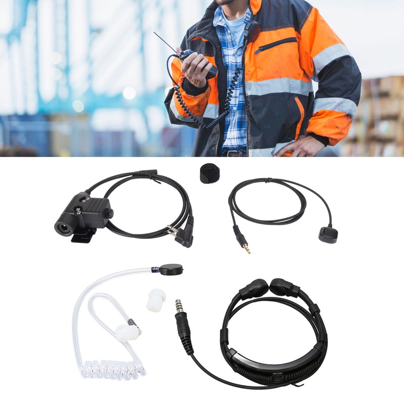Throat Mic Earpiece 7.1mm Plug with Finger PTT Portable for