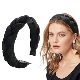Yuannee Velvet Headband, Braided Headband, Vintage Headbands, Headbands, Elastic Criss Cross Hair Bands, Black, Fashion Headbands for Women and Girls