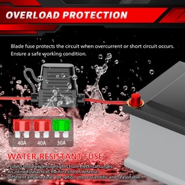 4WDKING LED Light Bar Wiring Harness Kit - 1 Lead 12AWG Heavy Duty 12V 5Pin Rocker On Off Waterproof Switch Power Relay Blade Fuse for Off Road Lights LED Work Light (L1)