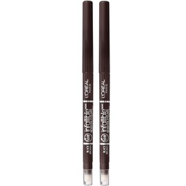 LOreal Paris Makeup Infallible Never Fail - Lpiz mecnico original con sacapuntas integrado, negro y marrn, 2 unidades                                 