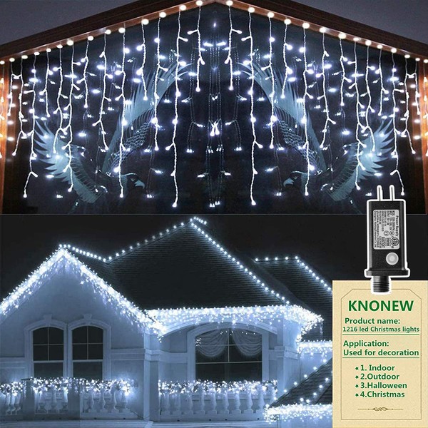 KNONEW 99FT 1216 LED Christmas Lights Outdoor Decorations 8 Modes