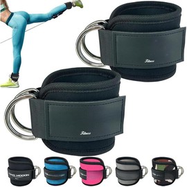Ankle Strap for  Machine Attachments, Gym Accessories for Women and Men, Neoprene Ankle Cuffs for glute Kickback,  Workouts ande Booty  Abductors Exercise - Color: Black - Pair