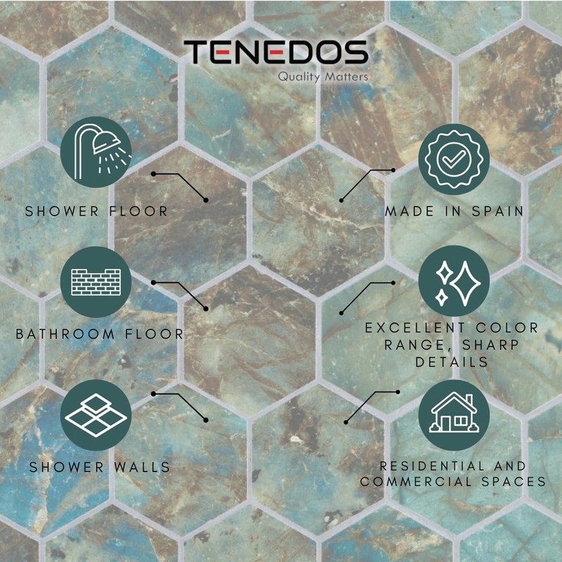 Tenedos HTC163 Green Emerald Hexagon Porcelain Mosaic Tile – Vibrant