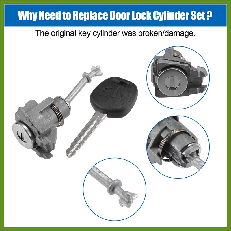 HOPESPANNER Front Driver Side Door Lock Cylinder with Key Fit