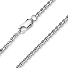 MATERIA by Matthias Wagner Venetian Chain 925 Silver Round Pressed - 2.5 mm Chain in 40-70 cm, Sterling Silver