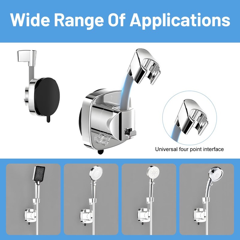 Shower Head Holder, No Drilling, Suction Cup, 120° Adjustable Shower