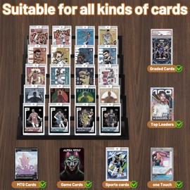 YOWINKE Card Display Stand, 5-Tier Wooden Trading Card Display Stand for Sports PSA BGS SGC Graded Slabs - Tabletop Display Rack for Card Game Collection,Suitable for Gifts