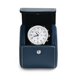 Oirlv PU Leather Watch Storage Box Travel Watch Storage Box Single Watch Case Watch Gift Box for Women Men (Blue)