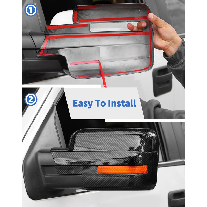 Full Mirror Covers Caps Compatible with 2009-2014 Ford F150 Raptor