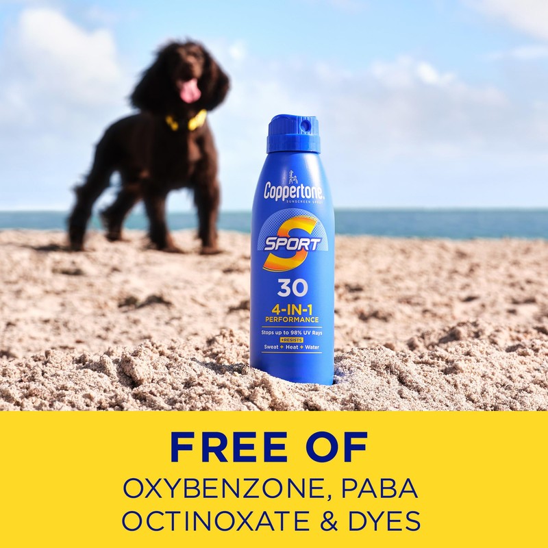 Coppertone Sport Sunscreen Spray SPF 30, Water Resistant Spray Sunscreen