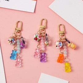 Purple Dreamxue Cute Resin Gummy Bear Key Chain Candy Color Animal Bear Charms Keychains Car Keys Bag Pendant Keyring for Women Men Girls Mom Jewelry Gifts for Christmas Car Accessories, Keychains
