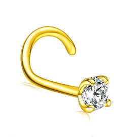 Moissanite Nose Stud for Women - 18K Gold Moissanite Nose Ring Piercing Real Moissanite Diamond Hypoallergenic Jewelry 925 Sterling Silver Nose Studs Gift for Women and Men, 18G/1MM, Gold, moissanite