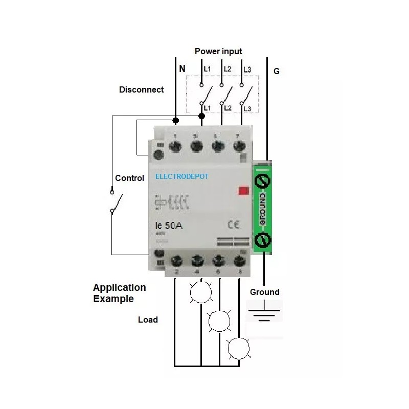 ELECTRODEPOT 4 Pole Lighting Contactor NO 40A, 110/120V coil, Enclosure,