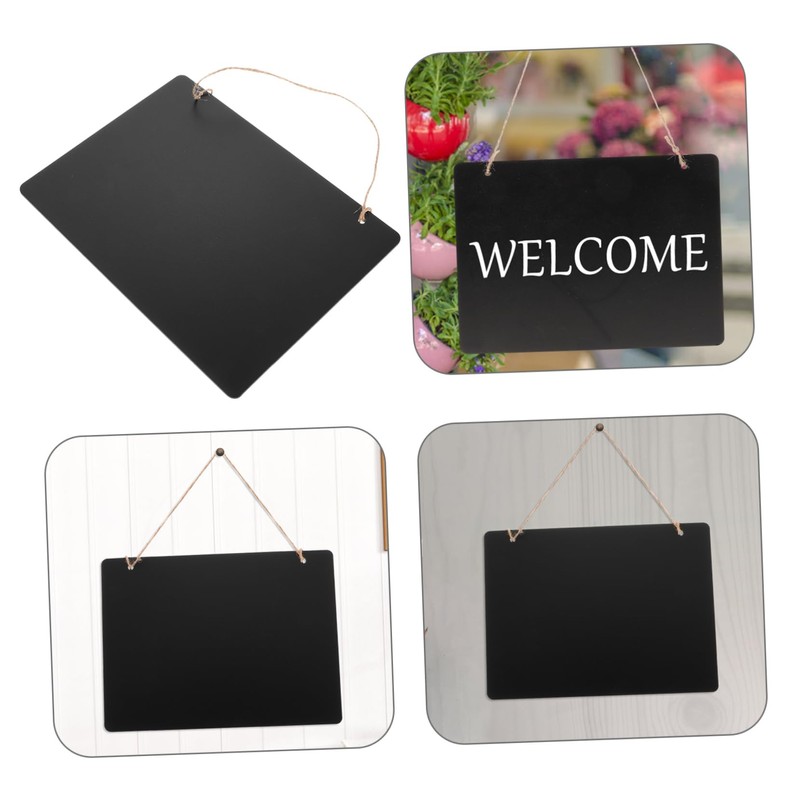 ROSENICE Black Board Hanging Wood Chalkboard for Both Sides