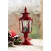 Melrose Lantern, Candle Holder 17-inch Height, Metal, Red, Tabletop Lantern