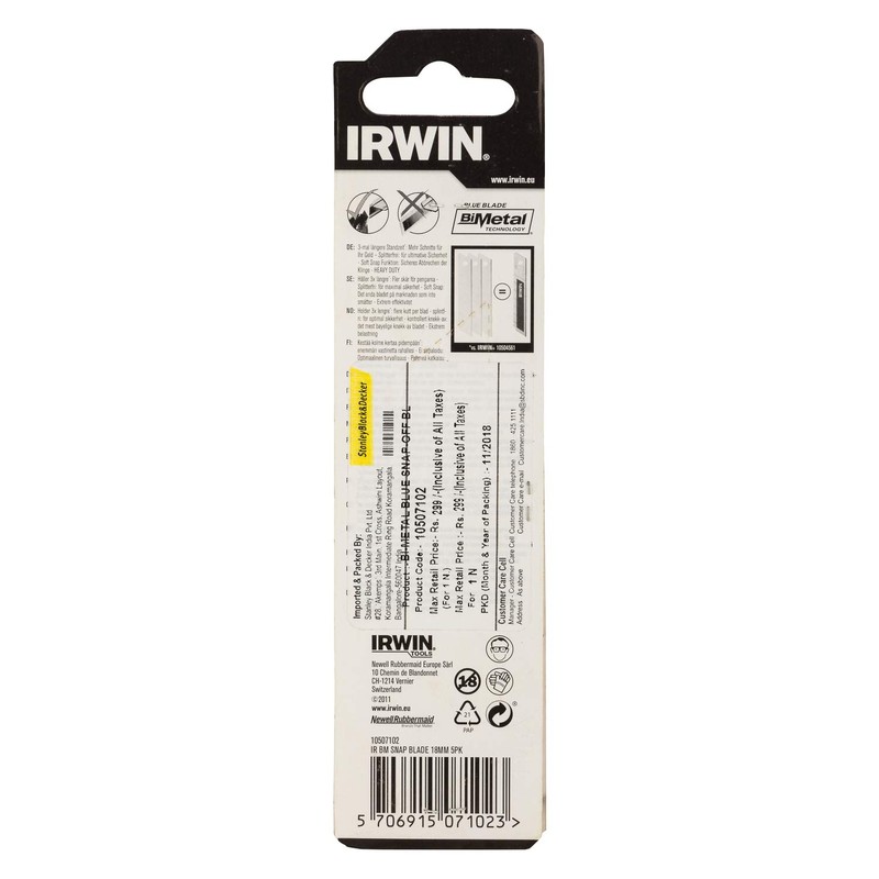 Irwin Snap Off Blades 18mm Blue Pack of 5 IRW10507102