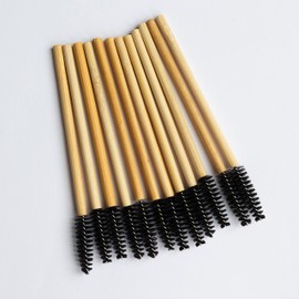 MIKVAR SPOOLIES 25PCS Eco Friendly Bamboo Mascara Spoolie Wand Brushes for Eyebrow or Eyelash, Cosmetic Makeup Applicator Cleaning Tools