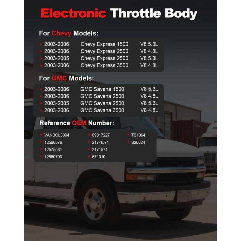 VANBOL Electronic Throttle Body Assembly Compatible with Chevy Express GMC
