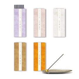 Incense Scented Incense, Relax Incense, Low Smoke, Made in Japan, Incense Plate (Oval), Incense Holder, Aroma, 5 Types of Incense, Soft Incense