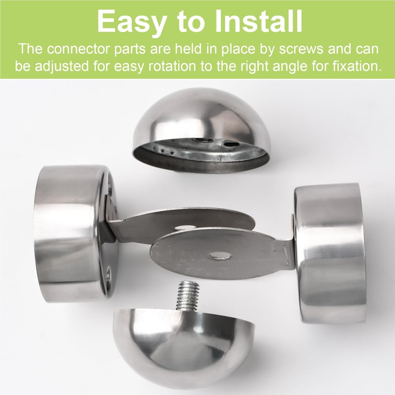 UFURMATE 2PCS 201 Stainless Steel Universal Round Handrail Connectors Adjustable