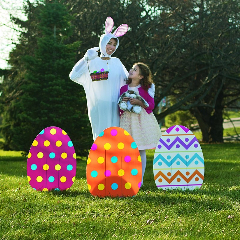 Fun Express 4 Pieces Large Easter Egg Outdoor Yard Signs