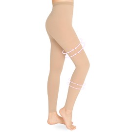 Wegitcs Compression Pantyhose for Women & Men, Footless 20-30mmHg Medical Graduated Compression Leggings, Waist High Support Tights, Opaque Stockings for Varicose Veins Edema Post Surgery, Beige XXL