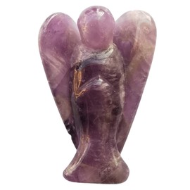 Lovionus89 Natural Amethyst Guardian Angel Statue, 5 cm Hand Carved Stone Healing Crystal Bag Figurines Decoration
