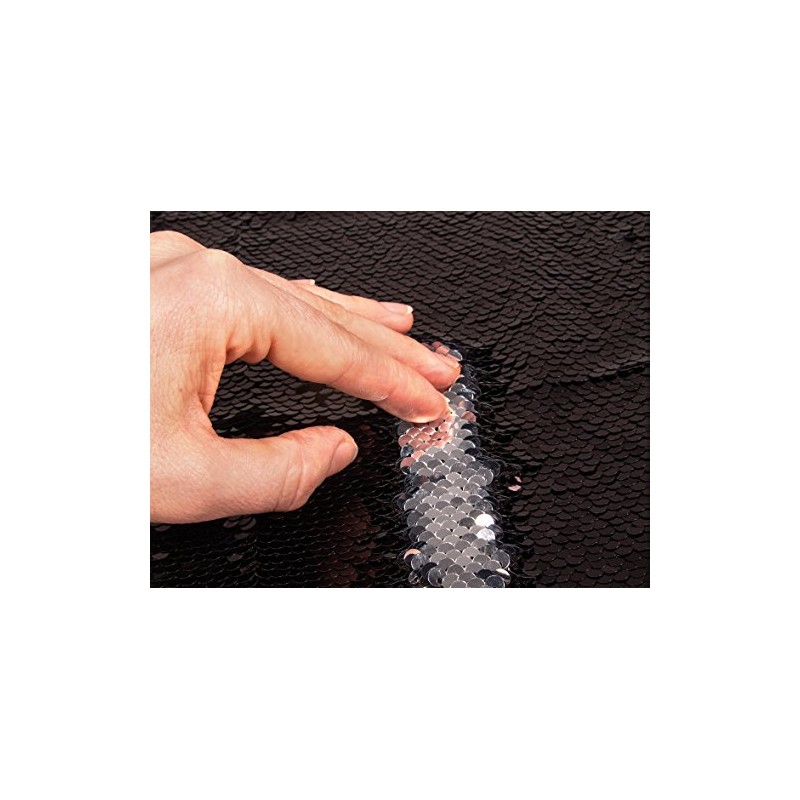 Rayher 53952576 Reversible sequin fabric, black/silver