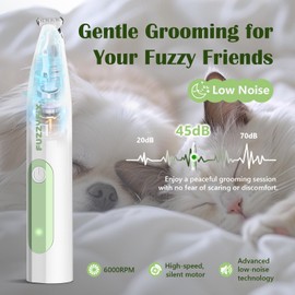 FuzzyFix Dog Paw Trimmer with LED Light, Low Noise Paw Trimmer for Dogs, Type-C Rechargeable Dog Grooming Kit Dog Grooming Clippers for Paws, Eyes, Ears, Face, Rump