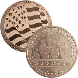 5 oz .999 Pure Copper Round/Challenge Coin (Home of The Free)