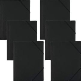 D.RECT 9082 Portfolio Folder, PP with Elastic Band, Elastic Folder Made of Plastic, Black, Pack of 6