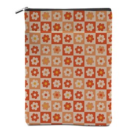 Hippie Book Sleeve Retro Flowers Botanical Floral Book Accessories Washable Book Covers for Paperbacks Book Pouch with Zipper Book Protector Bookish Book Club Book Lovers Gifts for Women Girl Aunt