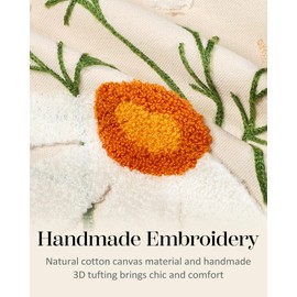 Miss Adola Embroidered Cushion Covers 45 x 45 - Spring Sofa Cushion Cover with Zipper for Couch Bedroom Aesthetic Soft Cotton Decorative Throw Pillow Cases, White Flowers