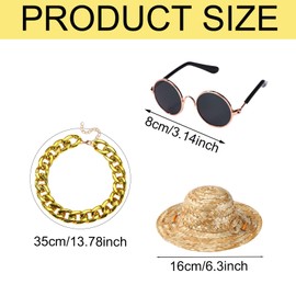 Lyreh 3pcs Chain Sunglasses with Straw Hat Porch Goose Decorations Set Practical for Lawn Courtyard Outdoor Ornament