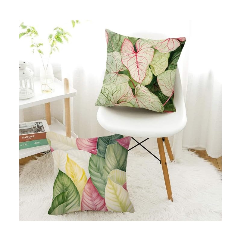 BAOKU Pink Roses and Butterfly Pattern Decorative Cushion Covers 18x18