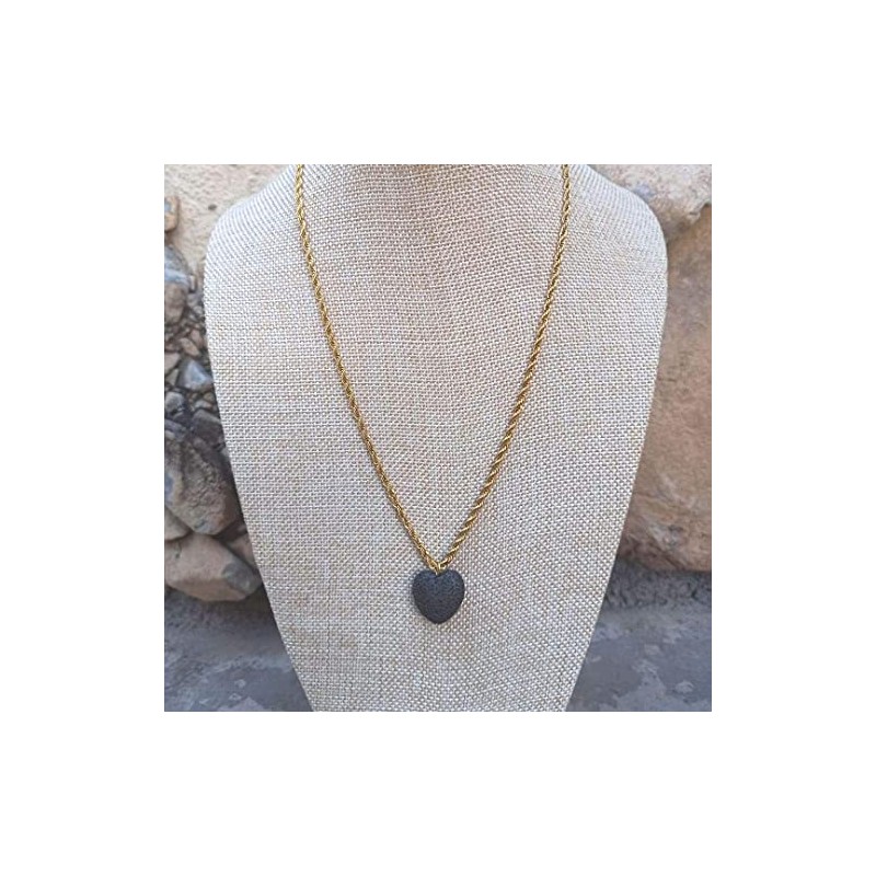 Omky Collar Piedra Volcánica | Difusor Corazón Negro | Regalo
