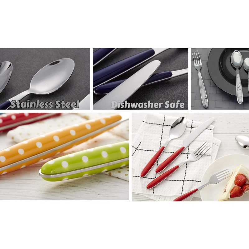 EXZACT Cutlery Set 16pcs Stainless Steel with Colour Handles -EX07