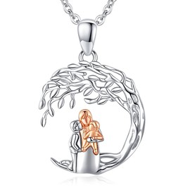 Odinstone Tree of Life Mother Daughter Necklace, Women's 925 Sterling Silver Mother and Child Necklace Pendant Tree of Life, Jewelry Gifts for Women Mother Daughter