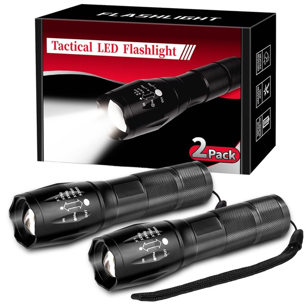 LED Flashlight 2 Pack, Small Flashlights High Lumens with 5