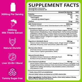 Liver Cleanse Detox & Repair Gummies, 2000 mg Milk Thistle Supplement with Dandelion Root, Glutathione & Artichoke, 23-in-1 Herbal Formula for Liver Detox & Health, Sugar-Free, Vegan, 60 Gummies