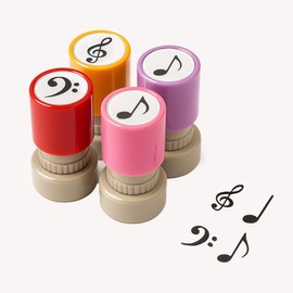 Music Notes Pre-Inked Stamp Set – Treble & Bass Clef, Eighth & Half Notes – Self-Inking for Scrapbooking, Card Making, Crafting, Planners – Black Ink