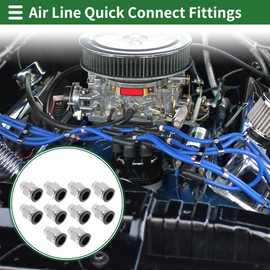 HOPESPANNER Push to Connect Air Fittings 1/2" Male Thread Air Line Quick Connector Plastic Metal 1/4" BSPT 10 Pcs Black Silver Tone