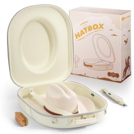 BRANTMAKER Cowboy Hat Box, Cowboy Hat Case for Travel, Crush Proof Storage for Western/Panama/Fedora, Carrier with Adjustable Shoulder Strap & Brush