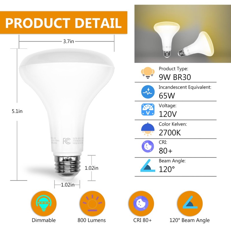 DAYBETTER BR30 Recessed Light Bulbs Equivelent 65W Dimmable Warm White