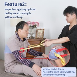 Ehucon Patient Transfer Sling with Handles & Operation Pockets - Lift Belt for Elderly/Disabled, Assist Sitting/Wheelchair/Bed Transfer, Non-Slip Safety